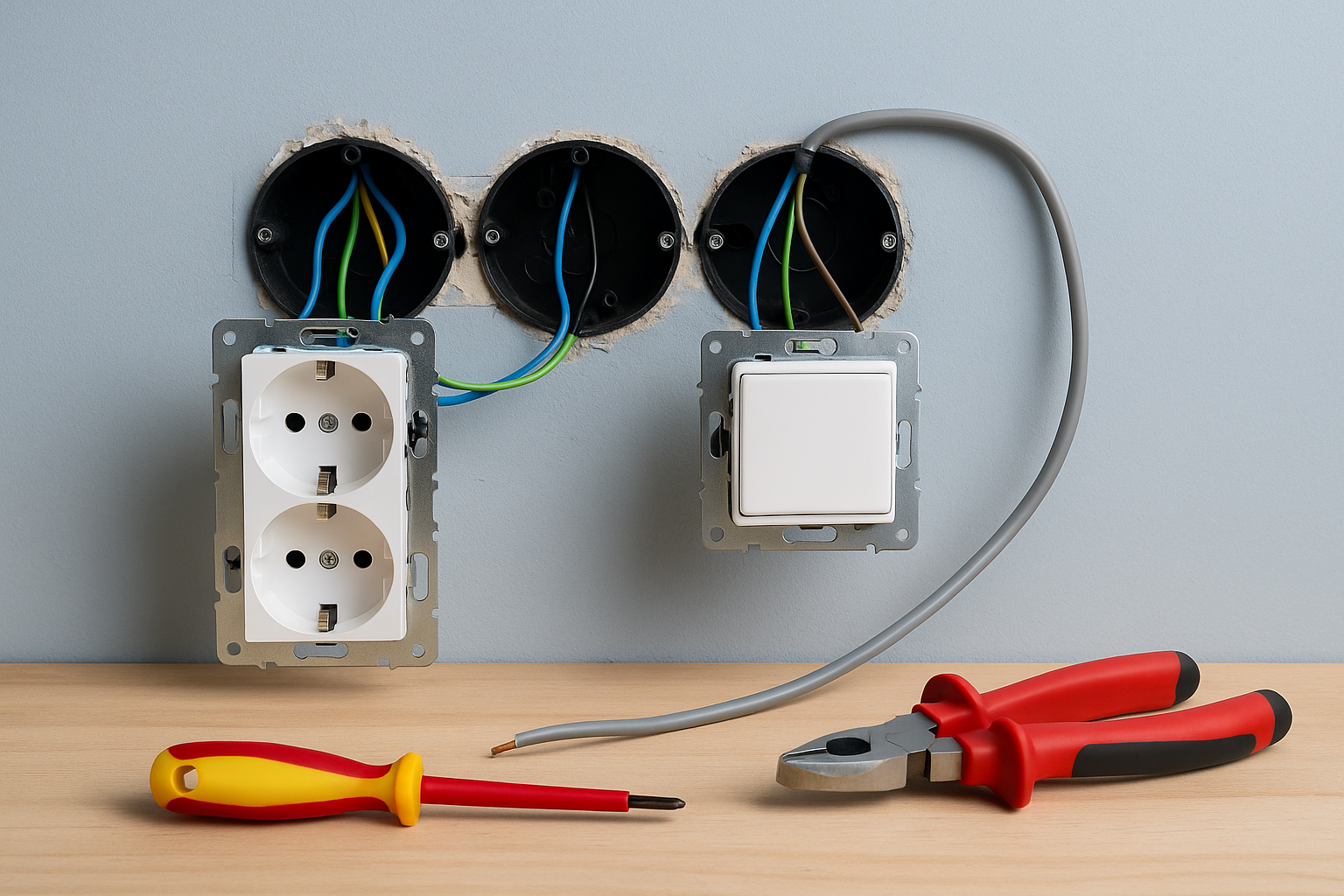 Схема підключення розетки та вимикача під час електромонтажних робіт у квартир