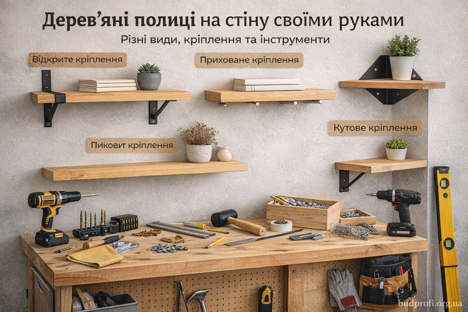 Дерев’яні полиці на стіну своїми руками з різними варіантами кріплення