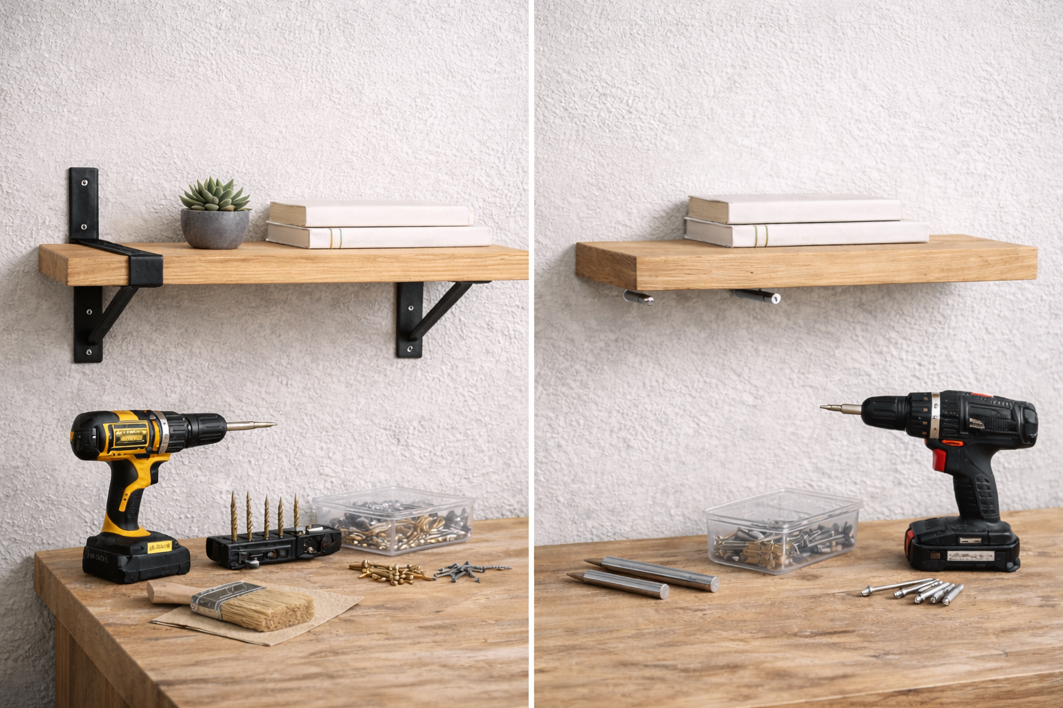 Порівняння класичного та прихованого кріплення для дерев’яних полиць