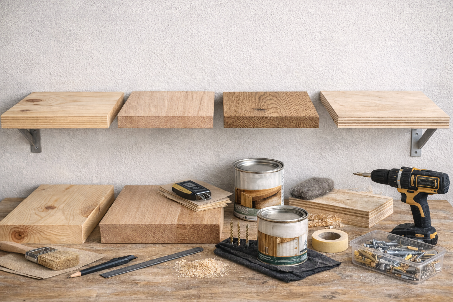 Полички з дерева з різних порід деревини та підготовка до обробки