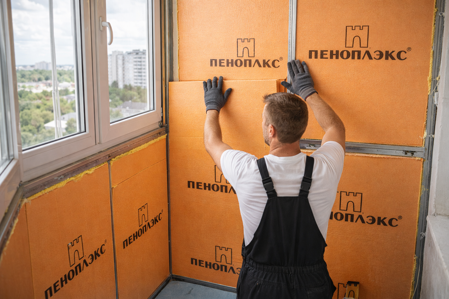 Монтаж утеплювача на стіни балкона зсередини під час ремонту