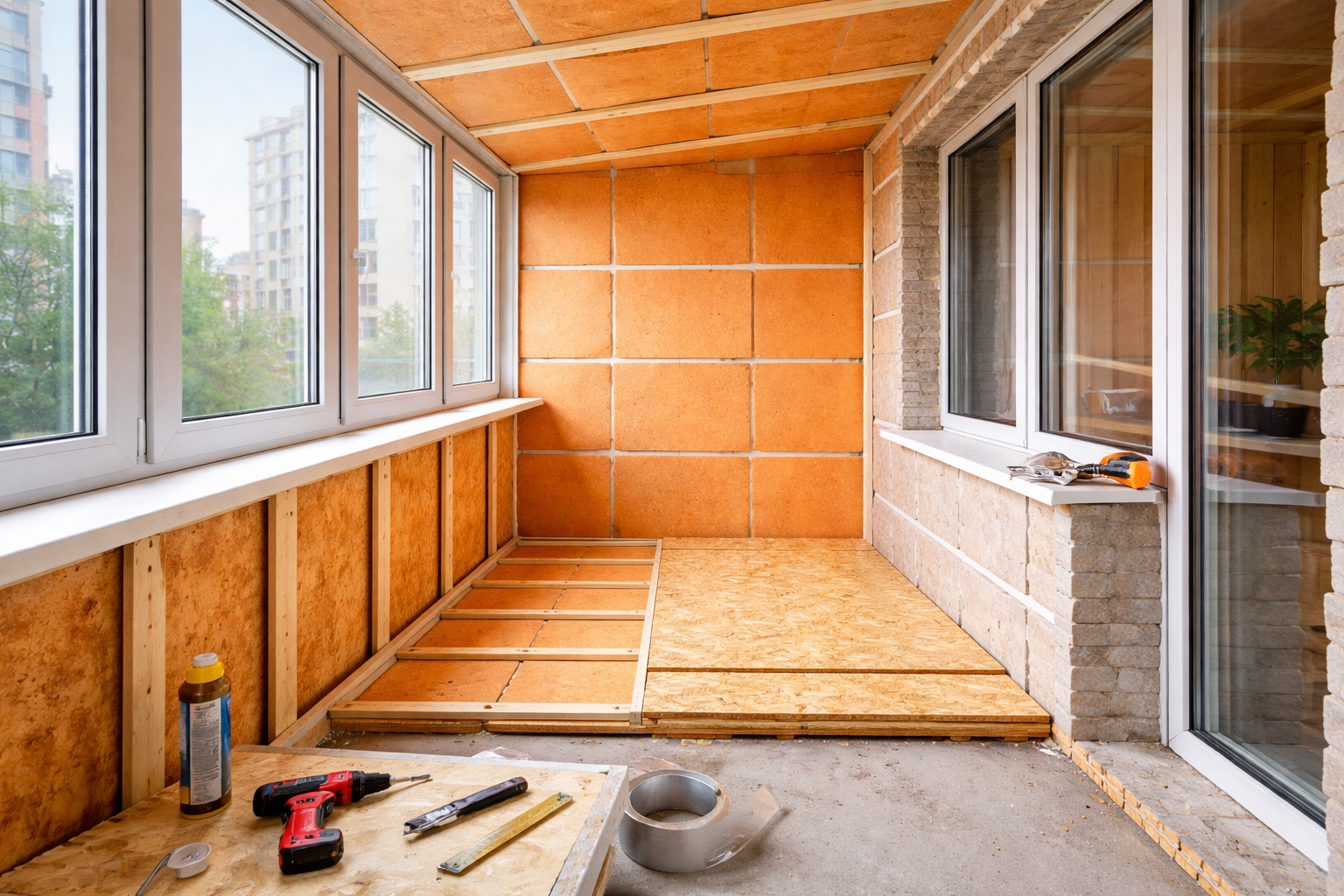 утеплення балкона зсередини пінополістиролом