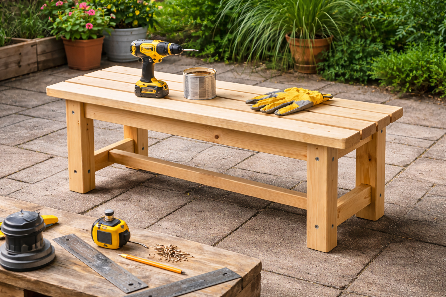 дерев'яна лавка зроблена своїми руками