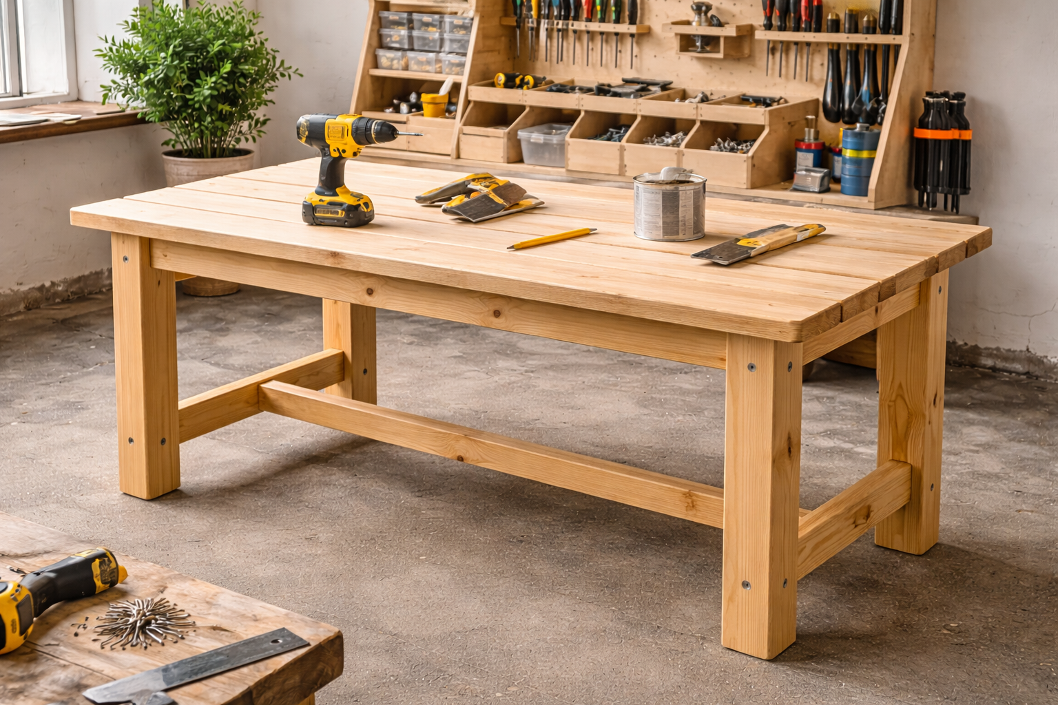 дерев'яний стіл зроблений своїми руками